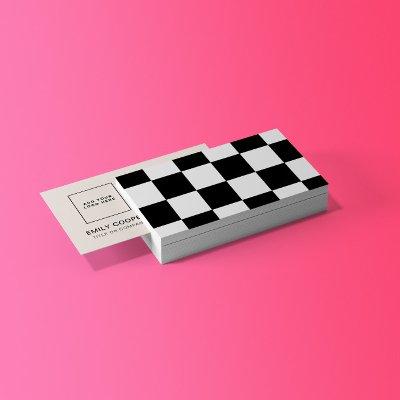 Modern Checker Checkerboard Add Logo Black White