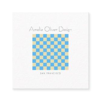 Modern Checkerboard Blue Simple Stylish Custom Square