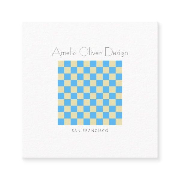 Modern Checkerboard Blue Simple Stylish Custom Square