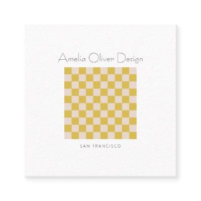 Modern Checkerboard Yellow Simple Stylish Custom Square