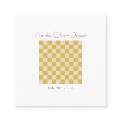 Modern Checkerboard Yellow Simple Stylish Custom Square