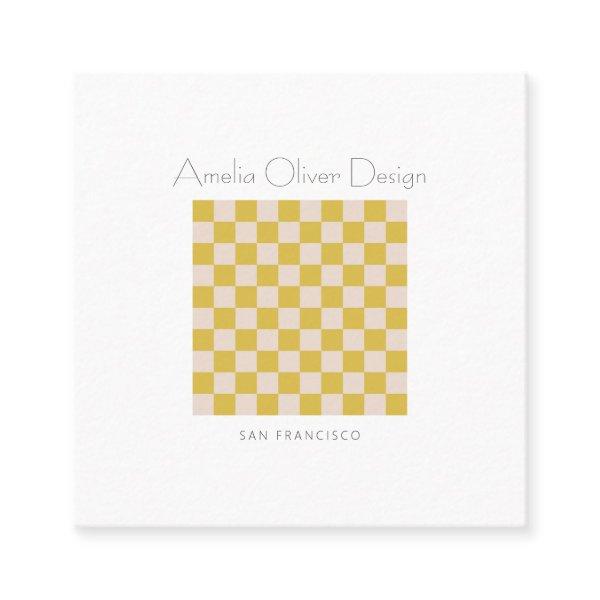 Modern Checkerboard Yellow Simple Stylish Custom Square