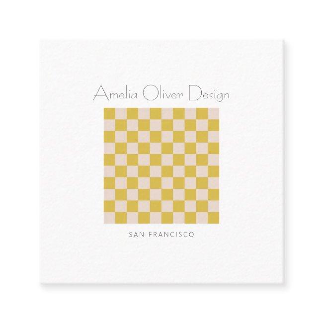 Modern Checkerboard Yellow Simple Stylish Custom Square