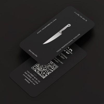 Modern Chef Black Silver Knife Butcher Caterer