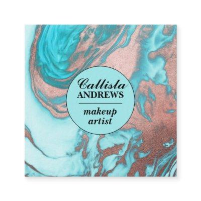 Modern Chic Aqua Blue Rose Gold Foil Marble Square