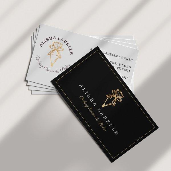 Modern & Chic Bakery Piping Bag Logo Black & Gold