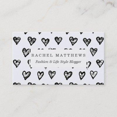 Modern Chic Black and White Marble Hearts Pattern