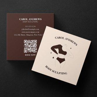 Modern Chic Body Sculpting Waxing Massage QR Code Square
