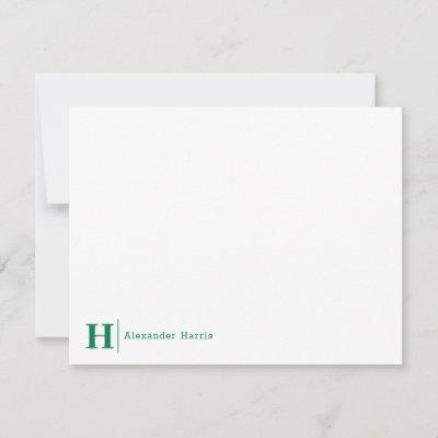 Modern Chic Business Monogram Line Classic Green Note Card