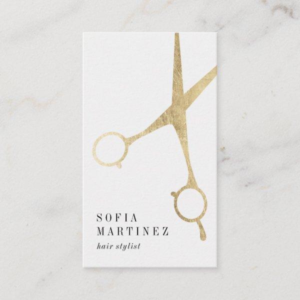Modern chic gold foil hair stylist scissors logo
