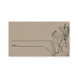 MODERN CHIC KRAFT LINE DRAWING FLORAL PLACE CARDS