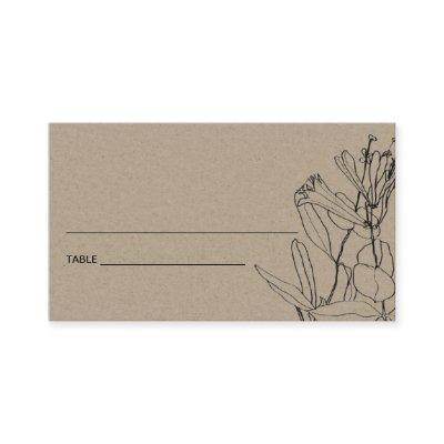 MODERN CHIC KRAFT LINE DRAWING FLORAL PLACE CARDS