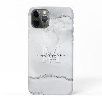 Modern Chic Monogram Marble  Pocket F iPhone 11 Pro Case