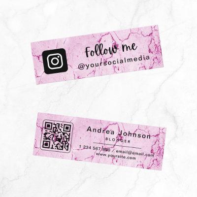 Modern Chic Pink Marble Instagram Follow QR Code Mini