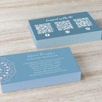 Modern Chic Professional QR Code Social Media Blue