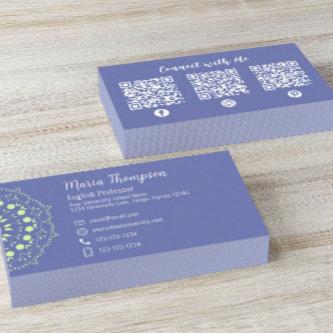 Modern Chic Professional QR Code Social Media Blue