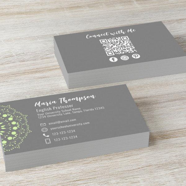 Modern Chic Professional QR Code Social Media Grey