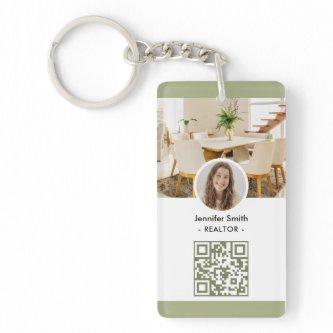 Modern Chic Real Estate Marketing QR Code Keychain