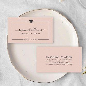 Modern Chic Script Rose Graduation Calling Card