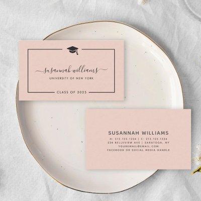 Modern Chic Script Rose Graduation Calling Card