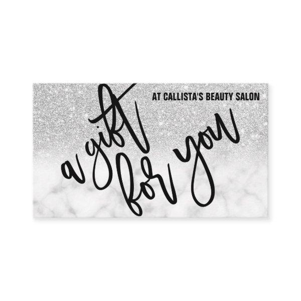 Modern Chic Silver Glitter Marble Gift Certificate