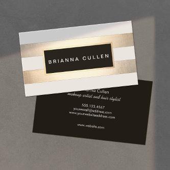 Modern Chic Striped Gold Foil (image) and Black