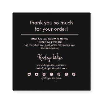 Modern Chic Thank You For Your Business Blush Pink Square