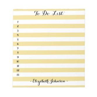 Modern Chic Trendy Elegant Gold Striped To Do List Notepad