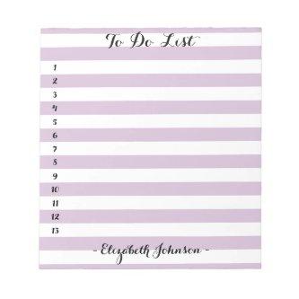 Modern Chic Trendy Purple Striped Home To Do List Notepad