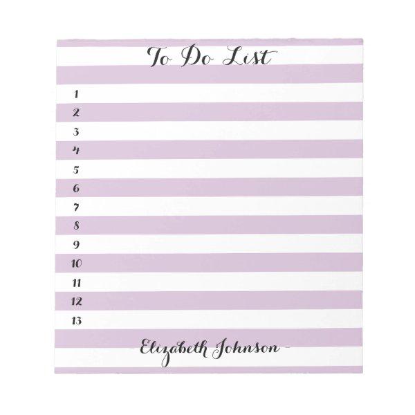 Modern Chic Trendy Purple Striped Home To Do List Notepad