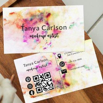 Modern Chic Watercolor Paint Splash Makeup Artist