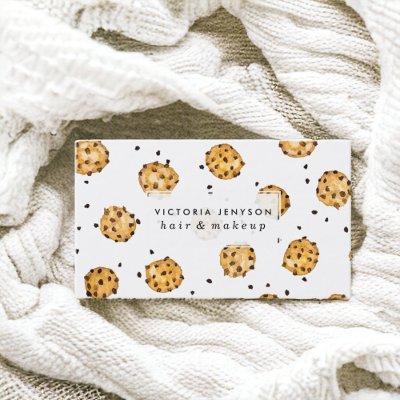 Modern chocolate chips cookies watercolor pattern