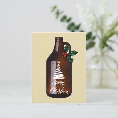 Modern Christmas Growler Beer Jug Holiday Postcard