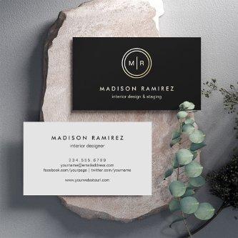 Modern Circle Monogram Logo Classy Black White