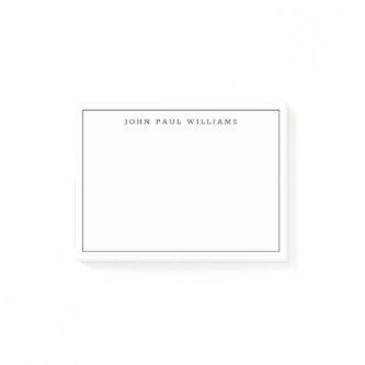Modern Classic Black Formal Thin Border Line Post-it Notes
