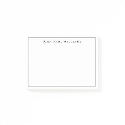 Modern Classic Black Formal Thin Border Line Post-it Notes