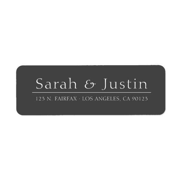 Modern Classic Dark Grey Wedding Return Address, Label