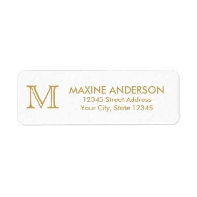 Modern Classic Elegant Faux Gold Monogram Label