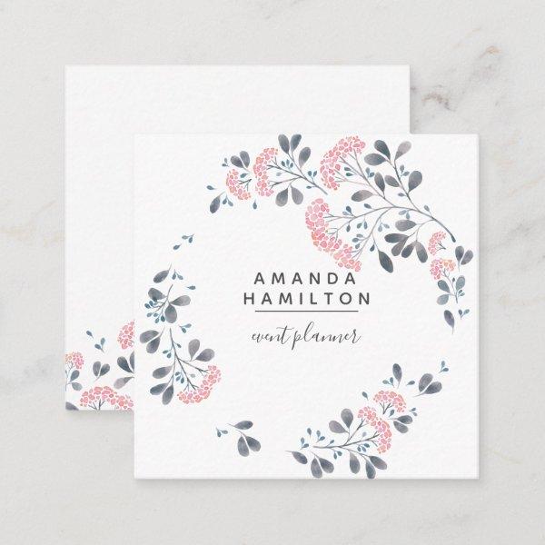 Modern Classy  Watercolor circle Bouquet pink Square