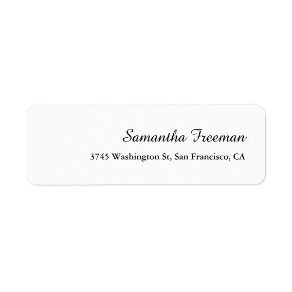 Modern Clean Plain White Minimalist Calligraphy Label
