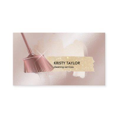 modern cleaning broom logo rose gold