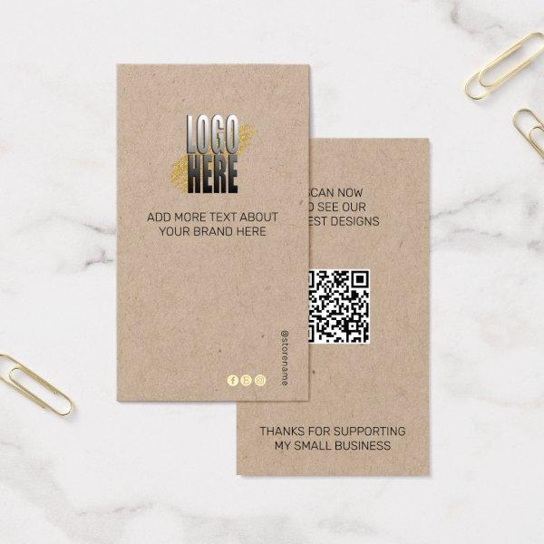 Modern Clothing Logo QR Code Kraft Display Tag