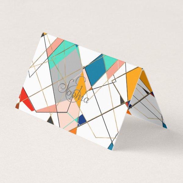 Modern Colorful Abstract Gold Geometric Strokes
