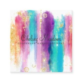 Modern Colorful Painted Brushstrokes Glitter Square