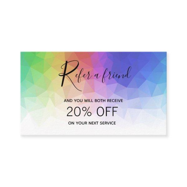 Modern Colorful Rainbow Polygonal - Referral Card