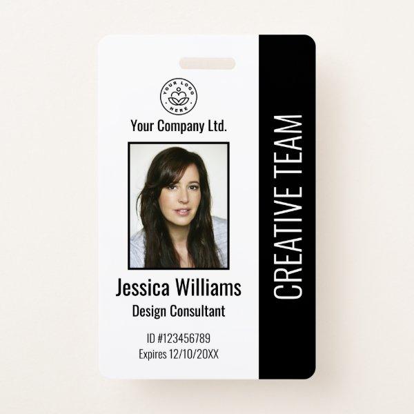 Modern Company Logo Photo Black Employee ID Badge