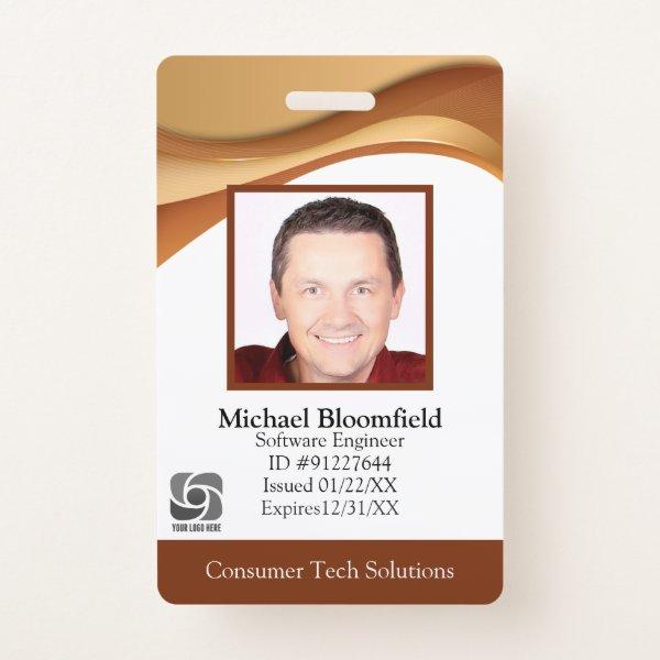 Modern Computer Software Company Gold Brown ID Badge