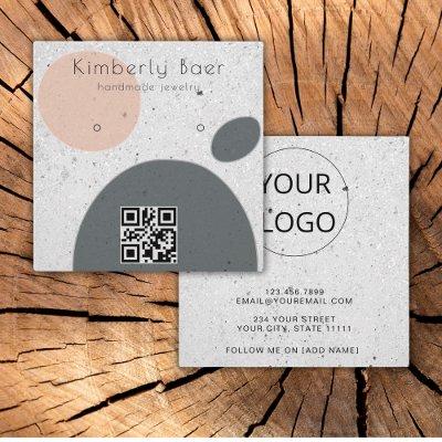 Modern Concrete Abstract Earring Display QR Code  Square
