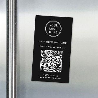 Modern Connect With Us Logo QR Code Black  Magnet