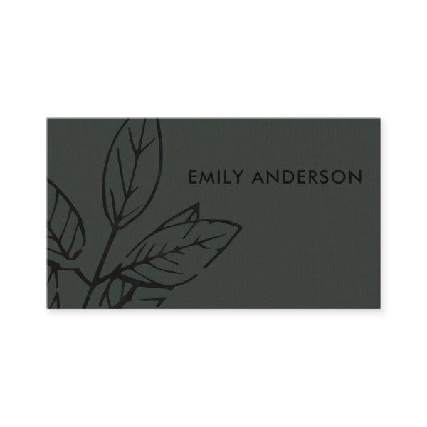 MODERN CONTEMPORARY BLACK ON BLACK GREY LEAVES